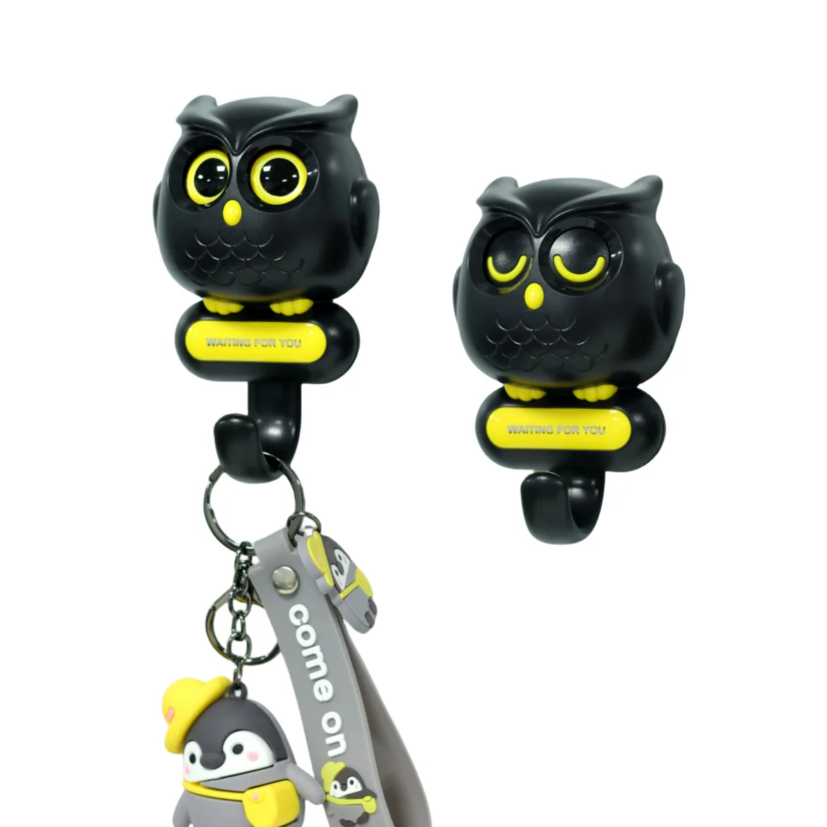 

Owl Key Hooks Automatic Open Close Eyes Cute Owl Adhesive Hooks Owl Coat Hook for Wall Organizing Key, Towels, Scarf, Coat, Clot