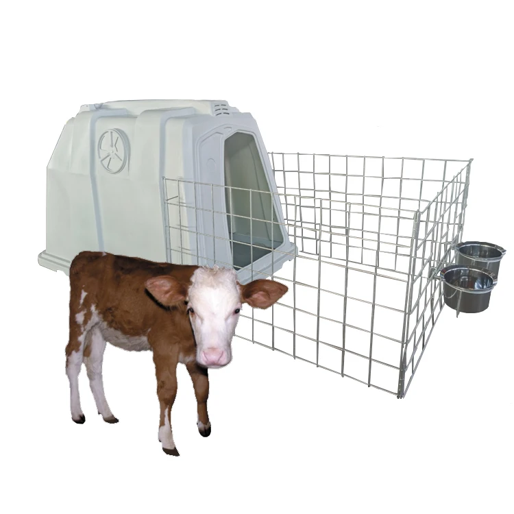 Livestock Equipment Calf Hutch Outdoor Cow House Diary Farm Cages PP Calves Hutch Fence Animal Feeding Barn