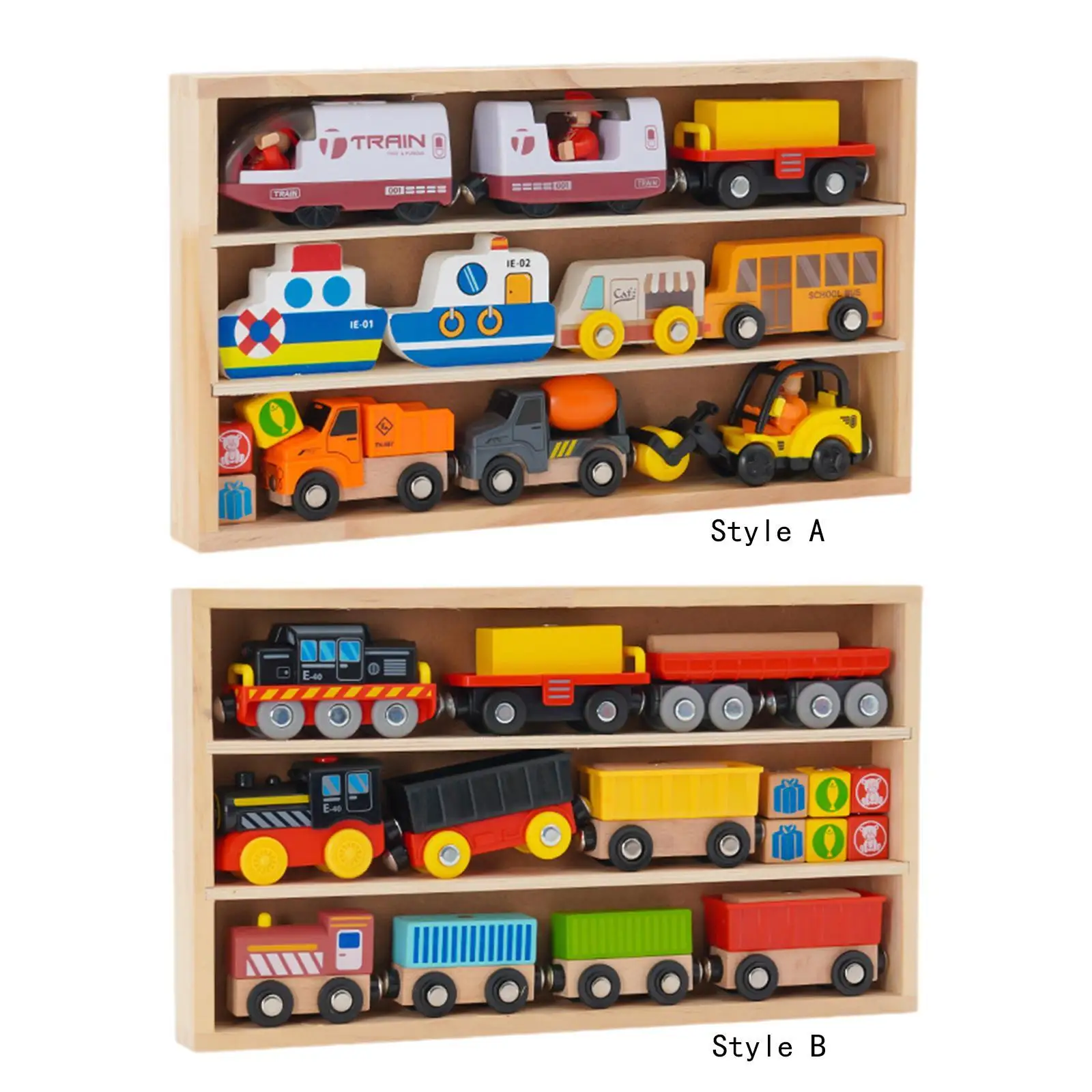 Wooden Train Set Train Cars Early Learning Storage Box Skill Building Montessori Train Toys for Children Preschool Boys Girls