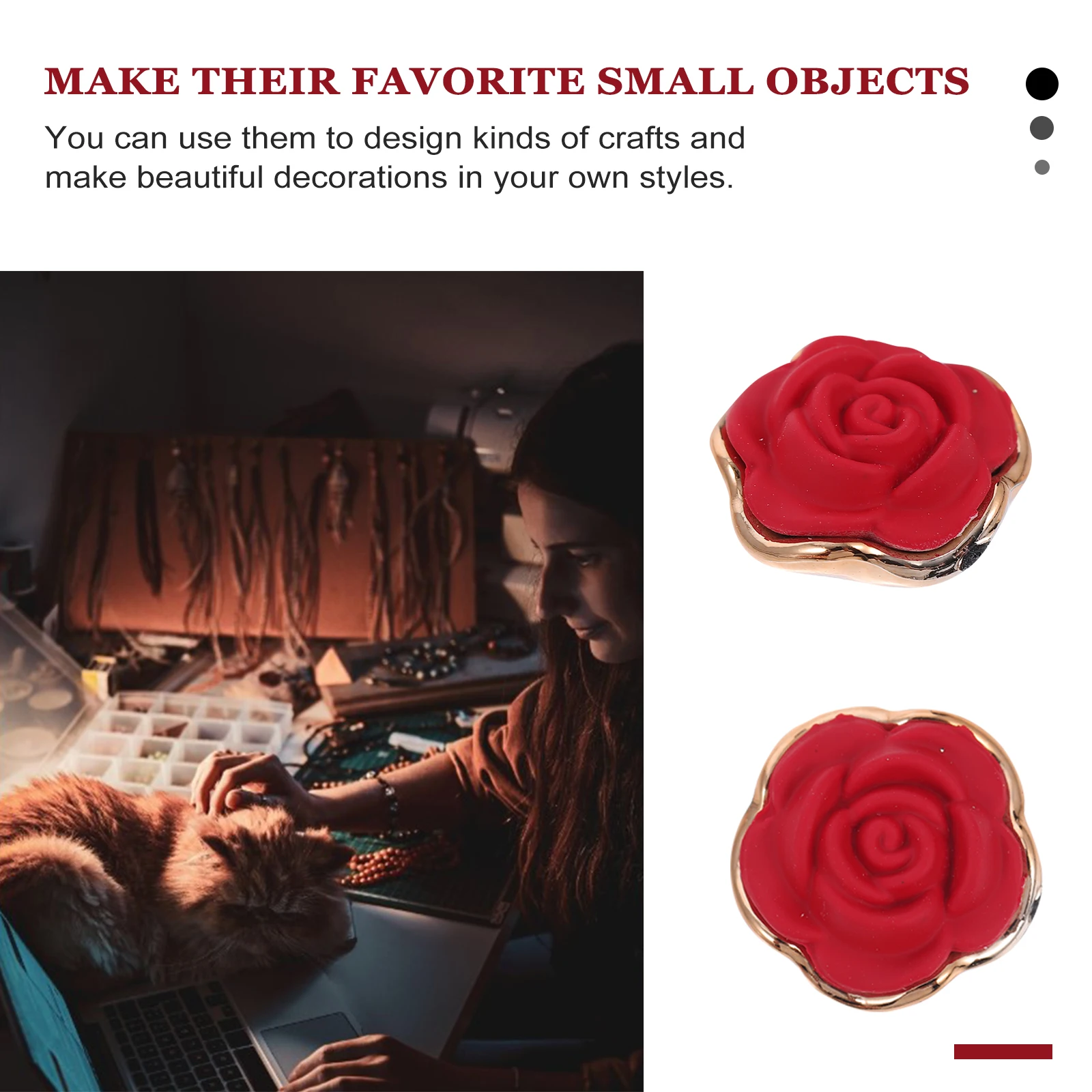 

50pcs Rose Resin Craft nament Flower Decor Craft nament DIY Phone Case Accessories Storage Phone Case Decor Bottle