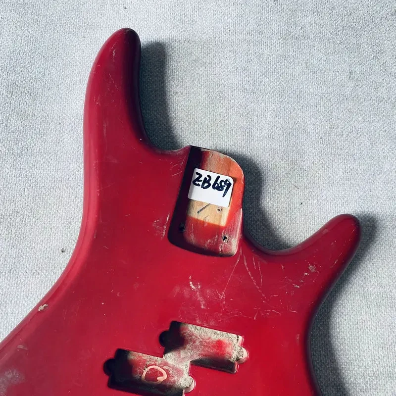 EB689 Red Color PJB Bass Unfinished Active Pickups Electric Bass Body 4 or 5 String Version for Replace with Damages