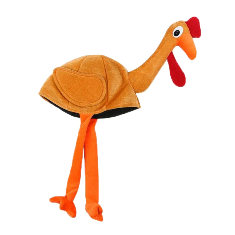 Turkey Costume Hat Funny Hats Chicken Hats Costumes Accessories Plush Headwear Photo Props New Year - view 3