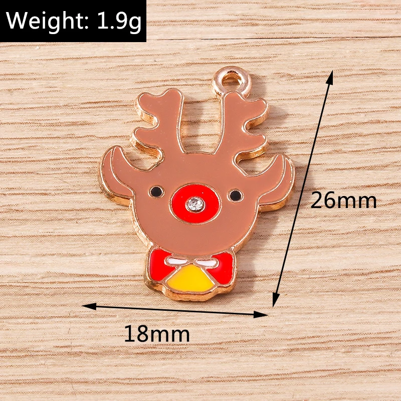 10pcs 18x26mm Cute Enamel Christmas Deer Antlers Charms Pendants for Jewelry Making Earrings Necklace DIY Handmade Crafts Supply