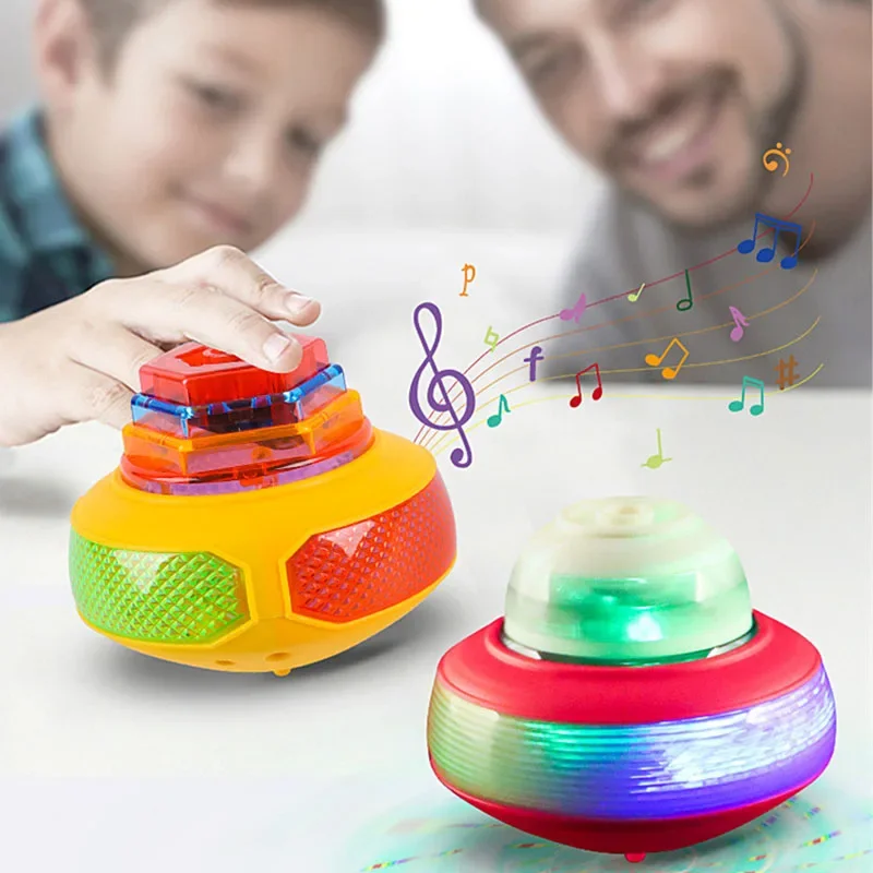 8cm Gyroscope Children Toys Music Luminous Magic Rotating Launch Cartoon Colorful Flashing Spinning Top Children Toys