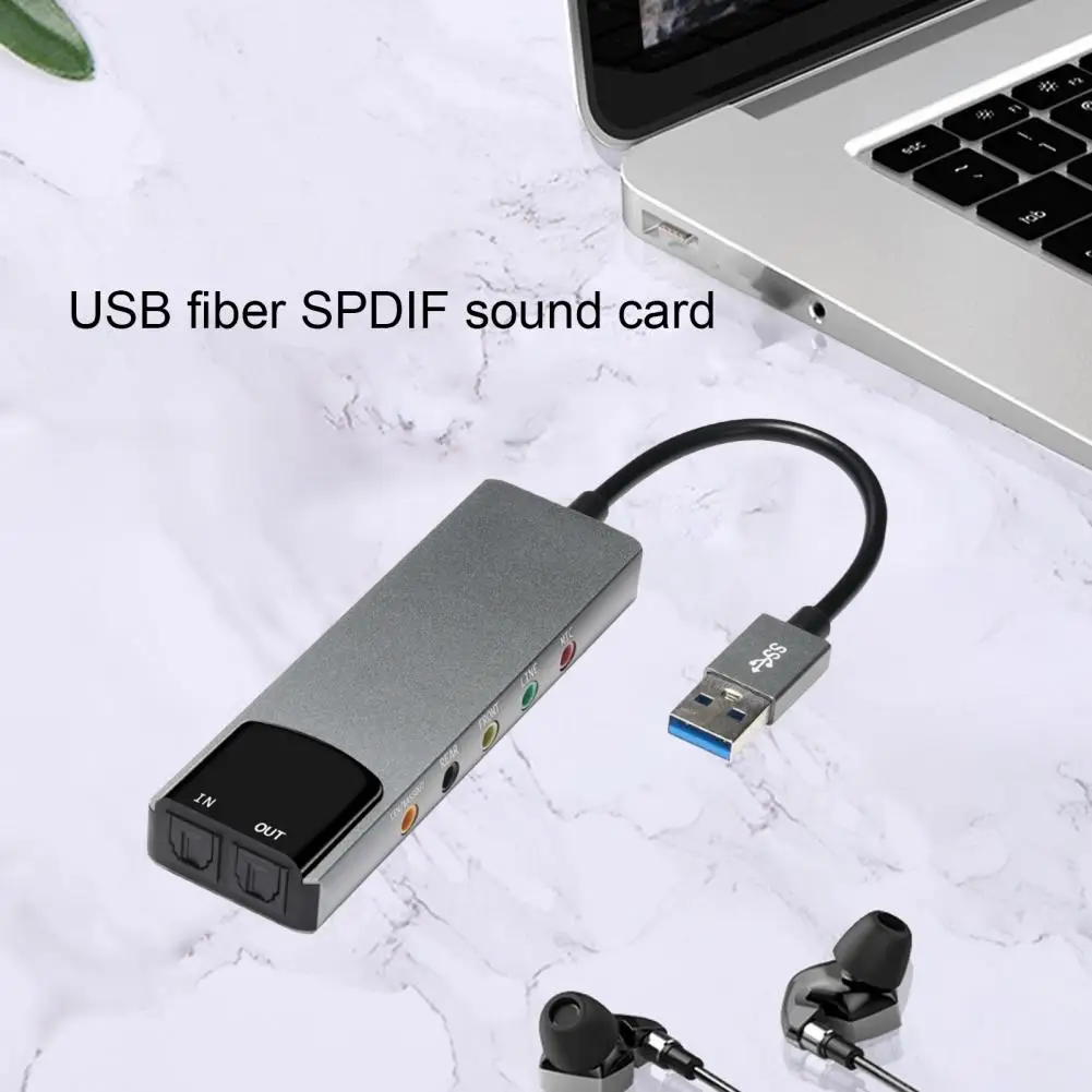 5.1 Sound Card Multifunctional Usb Sound Card with Fiber Optic Spdif for Dts-compatible 5.1 Sound Track Support Enhance Computer