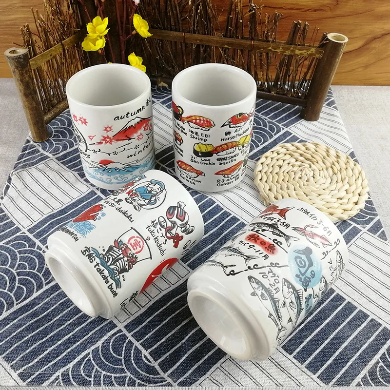 Japanese Impression Ceramic Mugs Creative 300ml Tea Wine Sushi Cup Restaurant Furnishing Articles Travel Gift for Friend