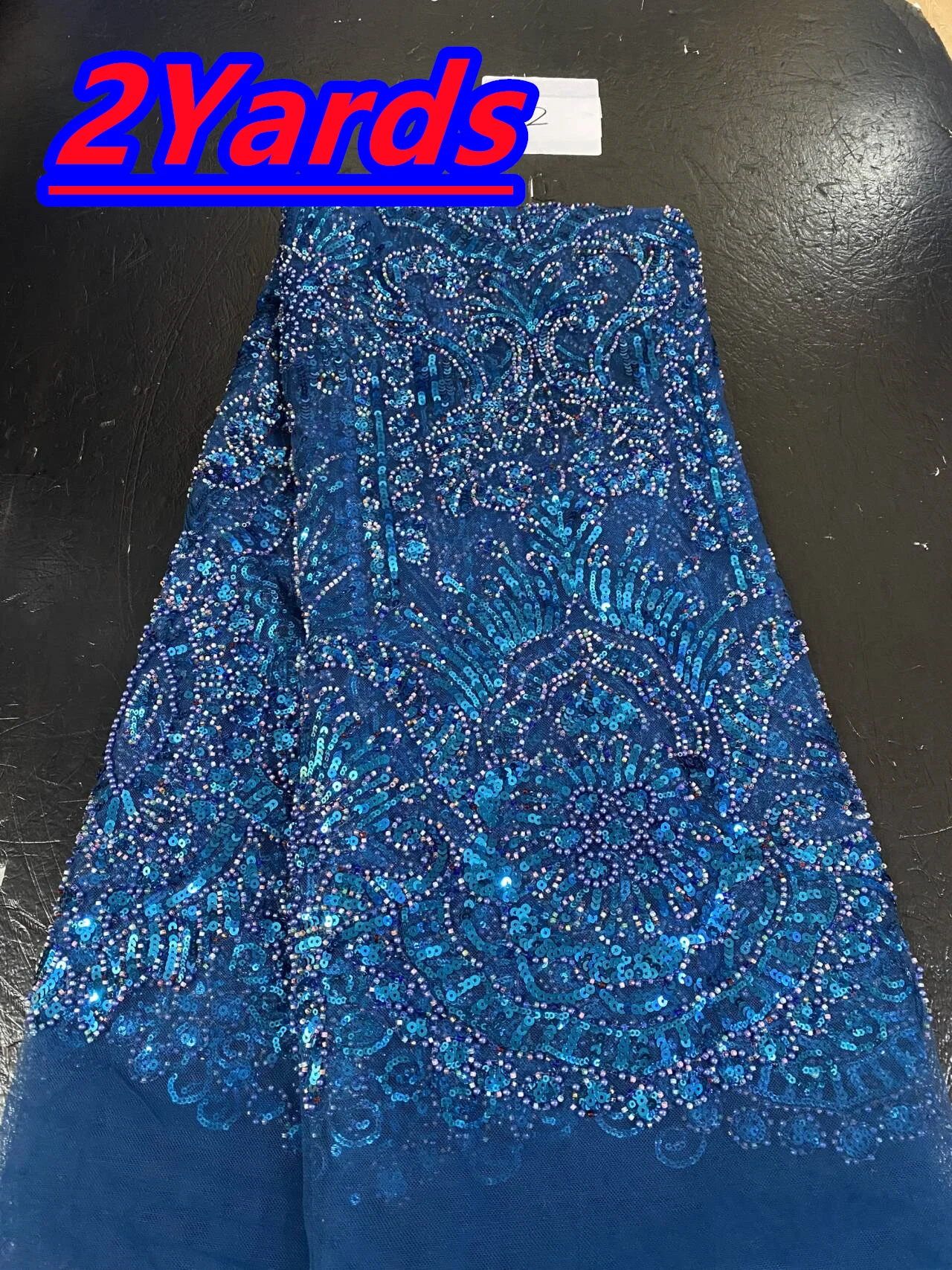 African French Sequined Lace Fabrics 2026 High Quality Tulle Lace 2 Yards Nigerian Embroidered Dress Material For Party Wedding