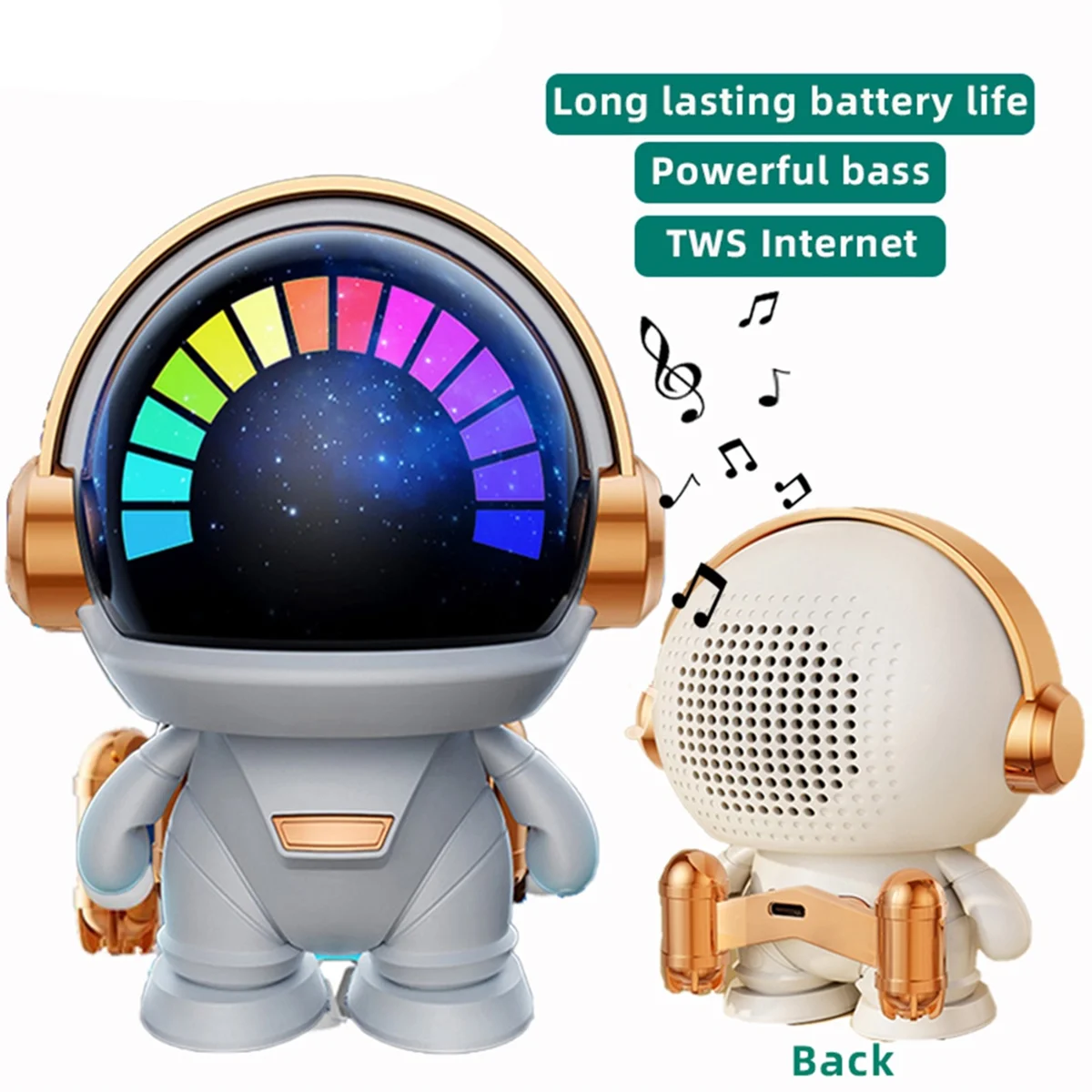 Astronaut Wireless Bluetooth Speaker Tws Cute Desktop Space Robot Subwoofer Bluetooth Speaker for Home Outdoor Gift-A