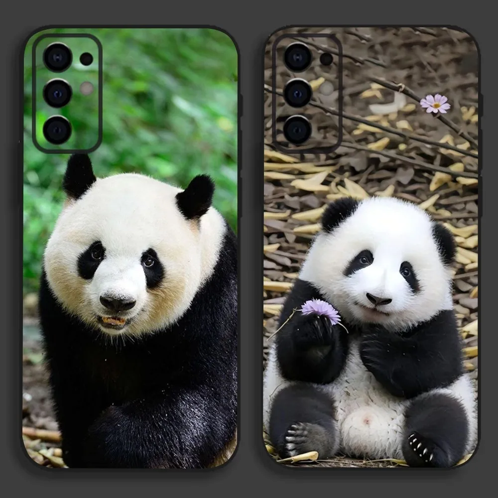 Cute Fubao Panda Animal Phone Case For Samsung S24,S21,S22,S23,S30,Ultra,S20,Plus,Fe,Lite,Note,10,9,5G Black Soft Cover