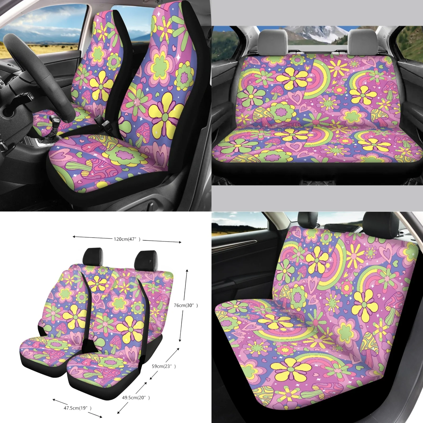Coloranimal Colorful Flower 15 Pack with Non-Slip Car Garbage Bag and Keychain for Automotive