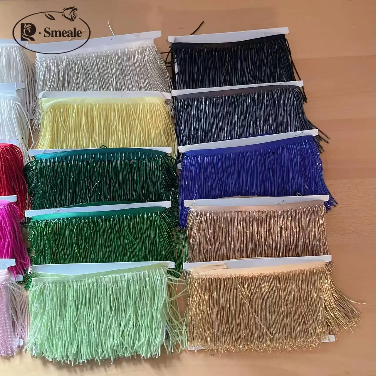 Rohrquasten-Kleiderzubehör, Spitzenbesatz, Hochzeits- und Abendkleid, Perlenverzierung, RS24495, 15 Farben, 10 cm Breite – Detail 4