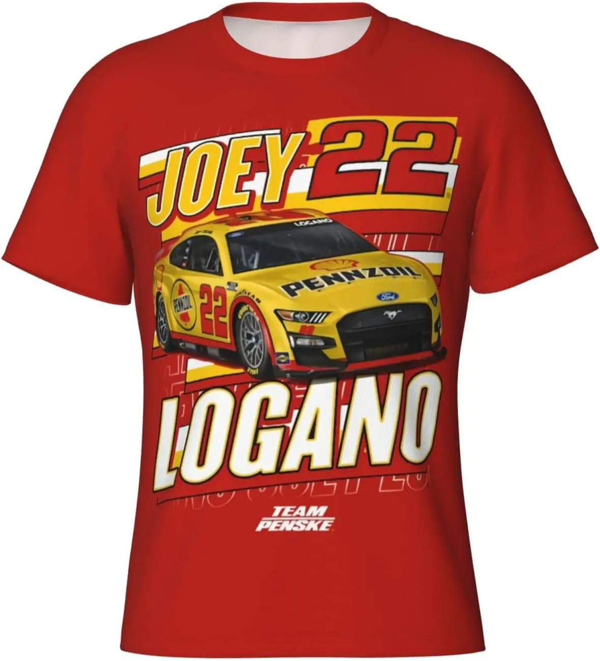 

Joey Logano 22 Men's T-Shirt Crewneck T-Shirt Tight Sport Short Sleeve Classic Printing Performance