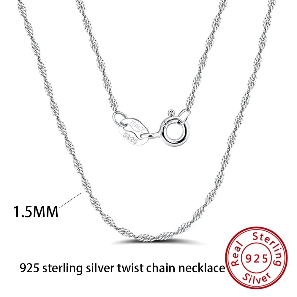 Unisex 925 Sterling Silver Basic Chain Necklace