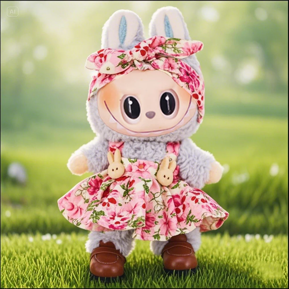 

For 15-17cm Labubu Doll Clothes Dress Hair Band Canvas Shoe Accessories Kpop Idol EXO Clothing Labubu Decoration Glasses,Gift