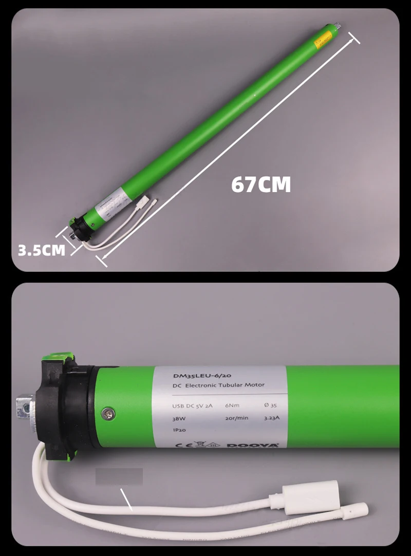2026 New Original Dooya Tubular Motor Built-in 5V Battery DM35LEU-6/20 for 50mm Tube Maximum Load 12KG Motorized Roller Blinds