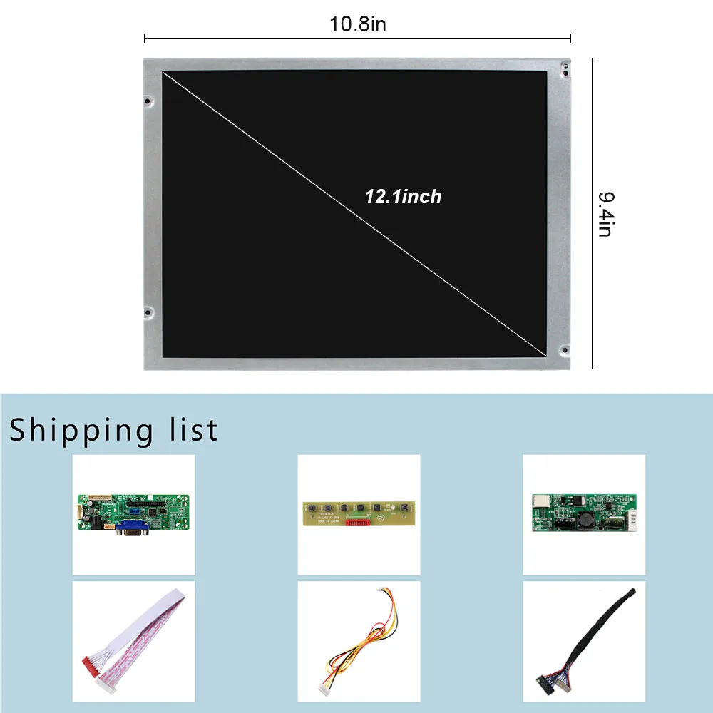 12.1 inch 1024x768 HD 4:3 650nit Wall-Mounted IPS VGA LCD Screen 20pin WLED