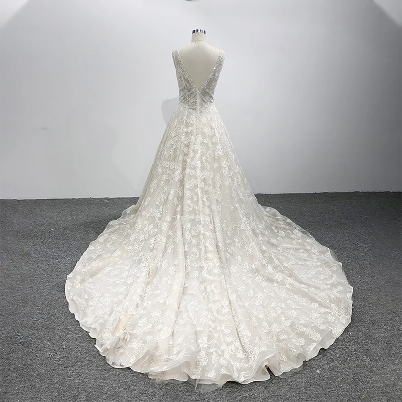 High Quality Pleat Customized A LIine Princess Court Train Wedding Dresses Back Zipper Wedding Gown vestido de noiva 2024