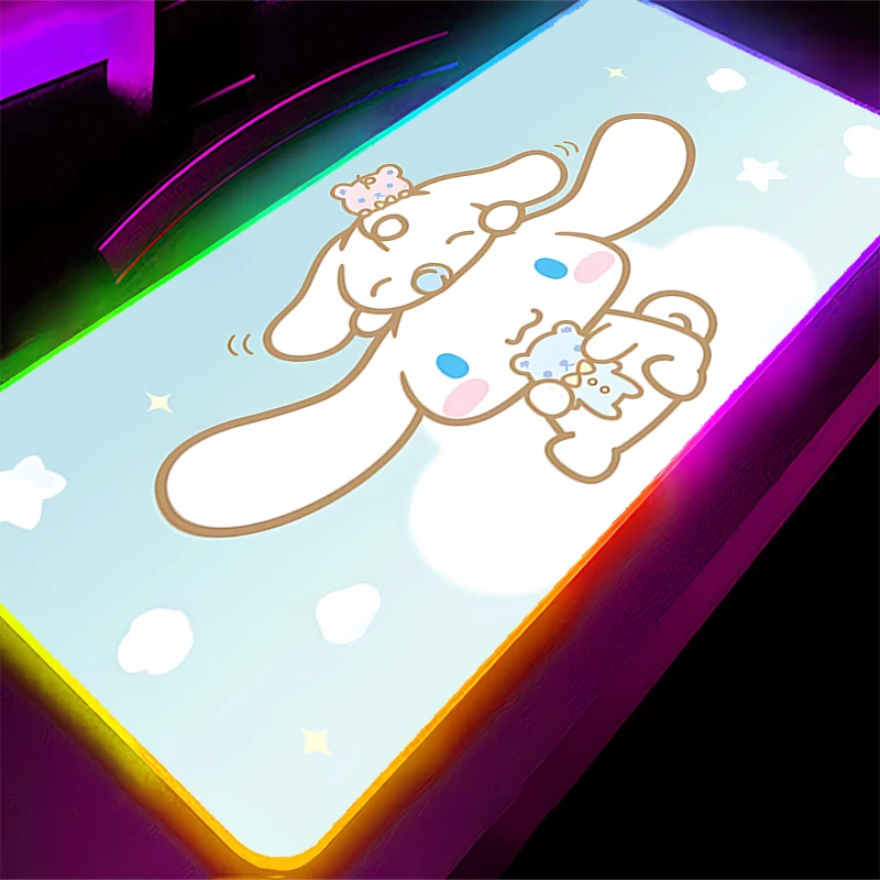 RGB Mouse pad Cinnamoroll XXL Edge White gaming accessories computer keyboard gamer Designed specifically Backlight LED mousepad