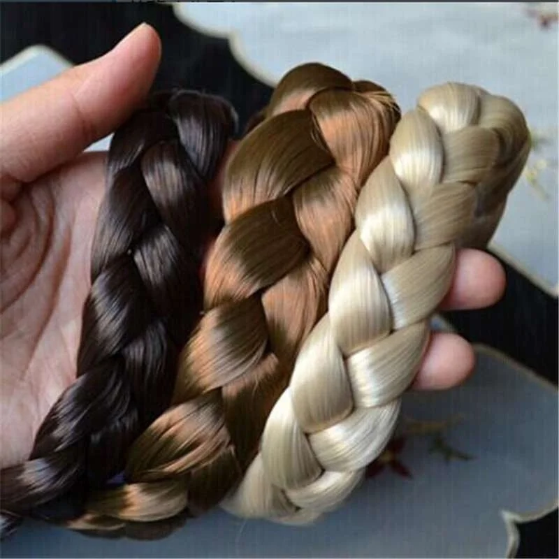 Fashion Synthetic Headband Fishtail Braids Hair with Adjustable Belt Plaited Hairband Bohemian Style Women Hairstyle Hairpieces