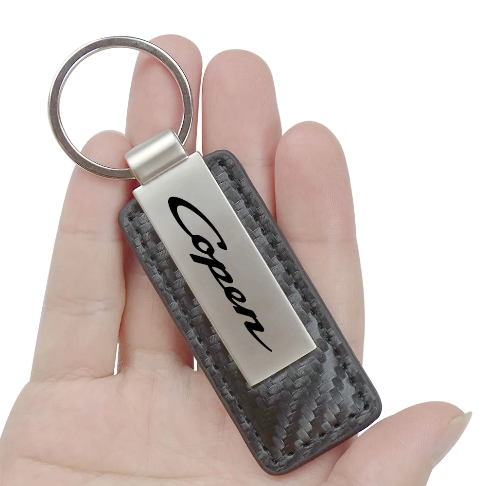 1Pcs Carbon Fiber Metal Leather Keychain For Daihatsu COPEN Robe COPEN XPLAY S Rode COPEN Cero COPEN GR*2 SPORT Car Accessories