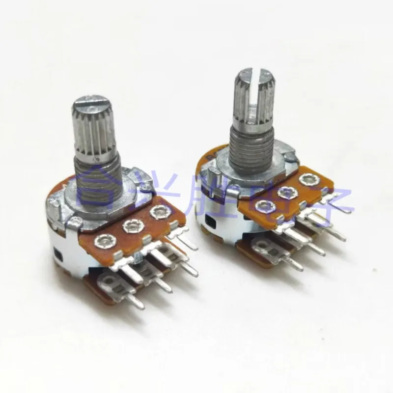 1 Piece 16 Type Dual Power Amplifier Audio Volume Potentiometer B1K B5K B10K B20K B50K B100K A10K Flower Shaft Length 15MM