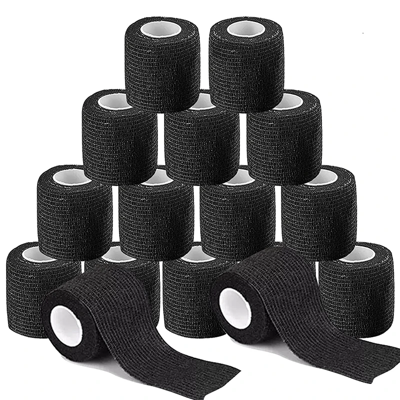 Disposable Black Tape Tattoo Machine Handle Bandage Sport Wrap Tape Self Adhesive Elastic Bandage Tape Permanent Makeup Supplies