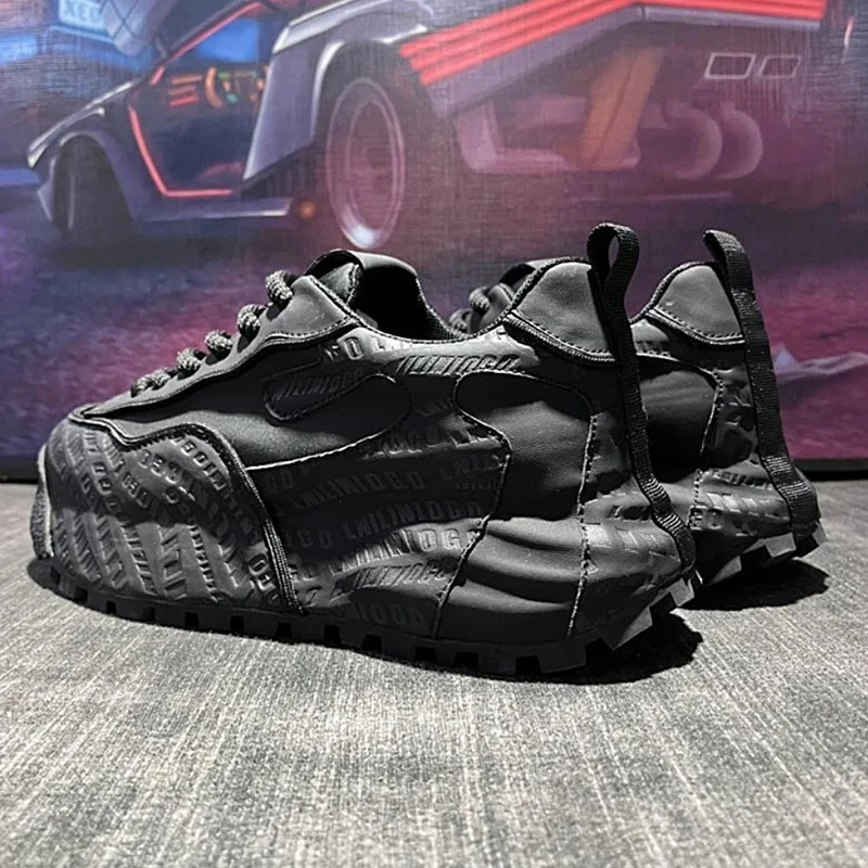 2025 novo pai sapatos fashiona impresso sola grossa tênis casual original de luxo tênis de corrida masculino à prova dwaterproof água zapatos de couro