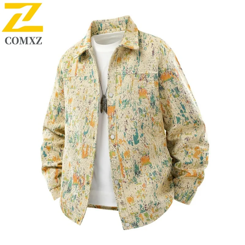 

COMXZ 2025 Мужчины Женщины Пара Воротник-стойка Свободный крой Повседневный Американский Стиль Модная Универсальная Легкая Модная Куртка