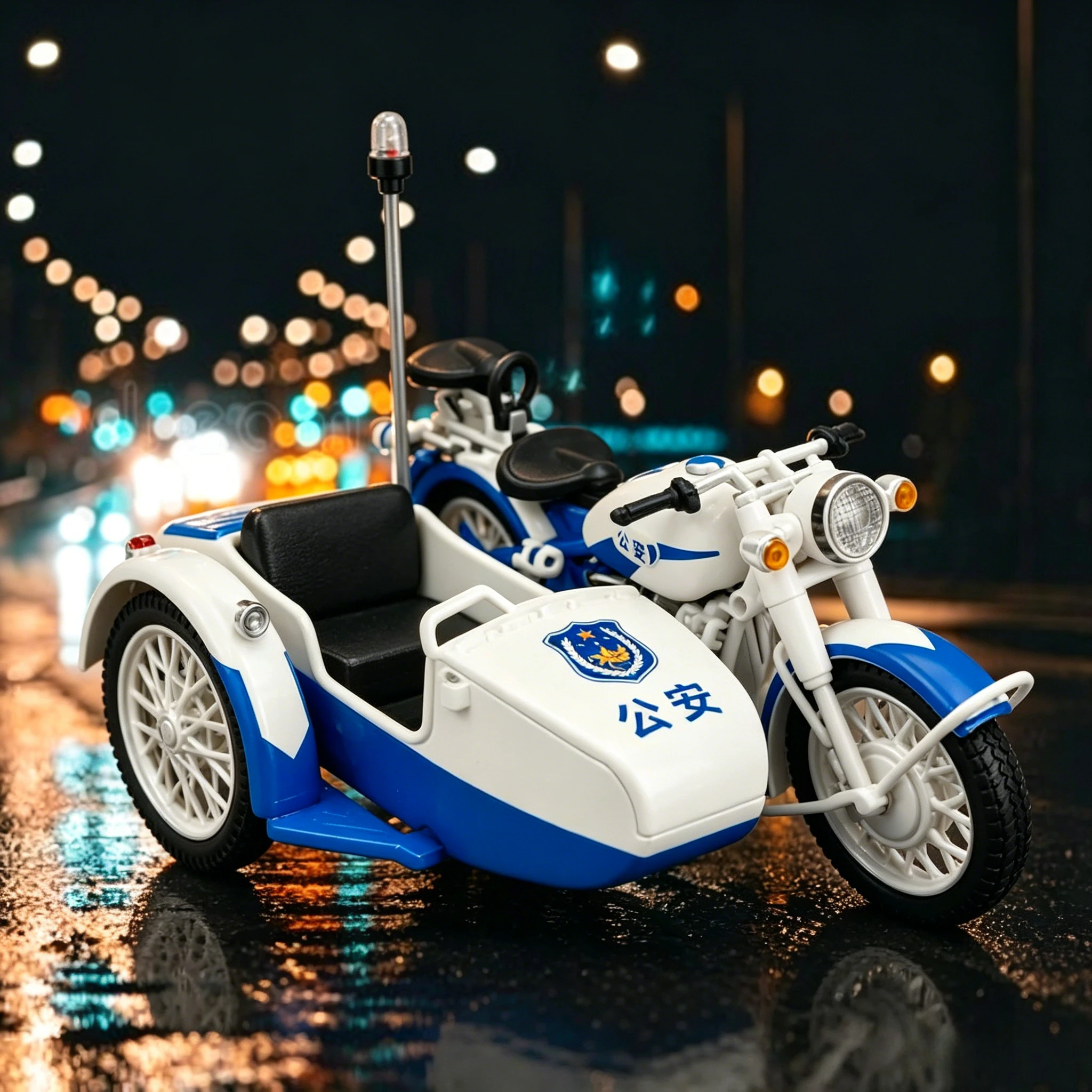 

1:10 Alloy Retro Side Car Motorcycle Alloy Diecast Classic Tricycle police Motorcycle Model Sound & Light Children Toy Car Boy