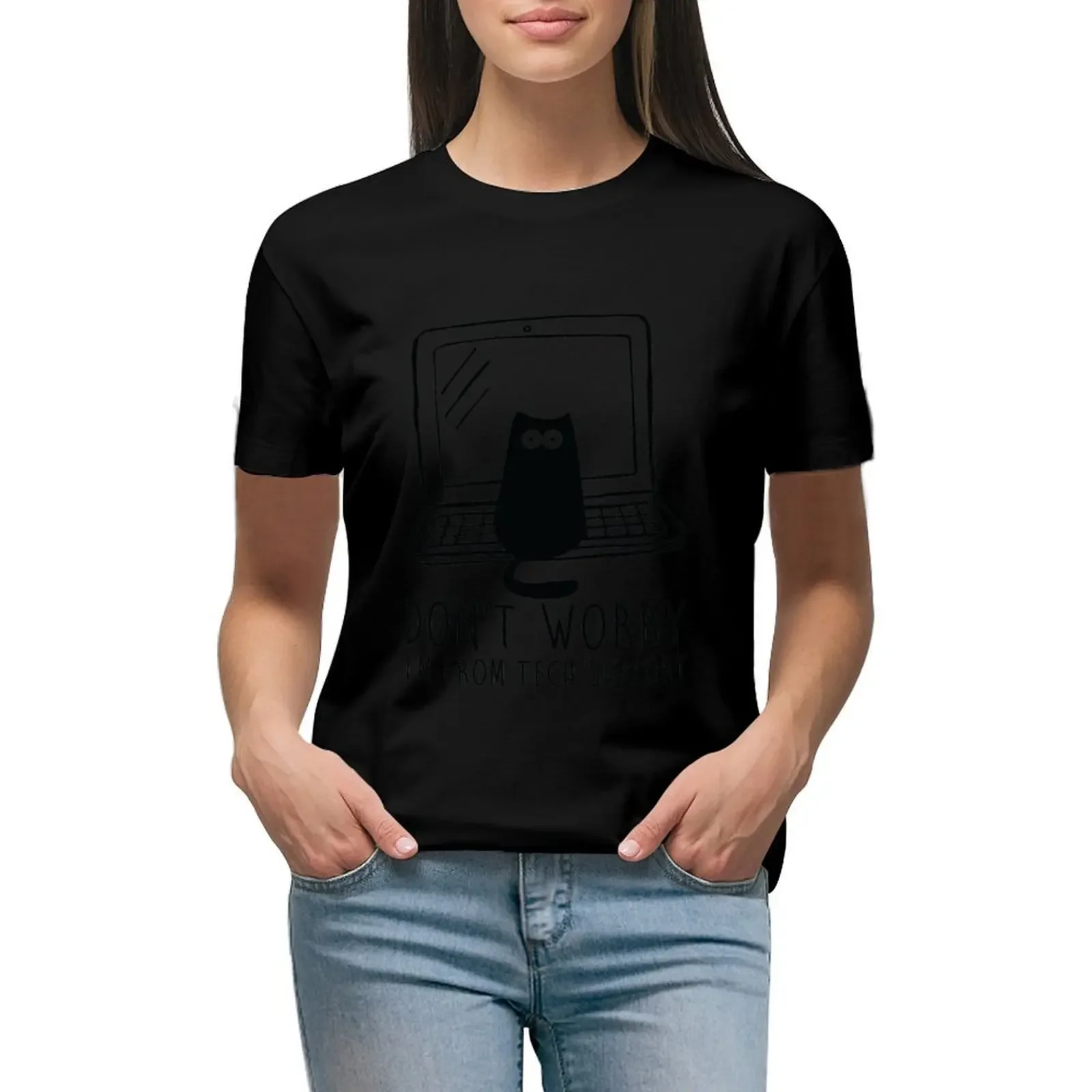 

I'm from tech support T-Shirt heavyweights tees customizeds black t-shirts for Women