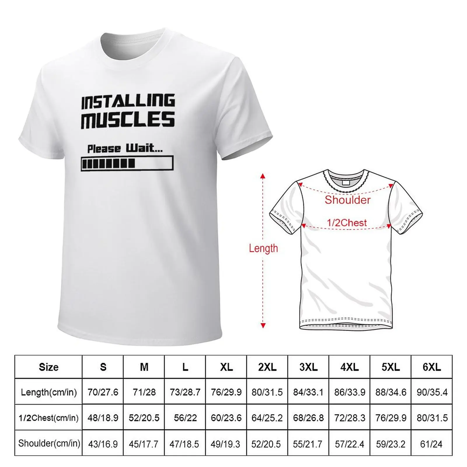 Installing Muscles Please Wait Loading Bar T-Shirt summer top boys whites tees graphics mens white t shirts