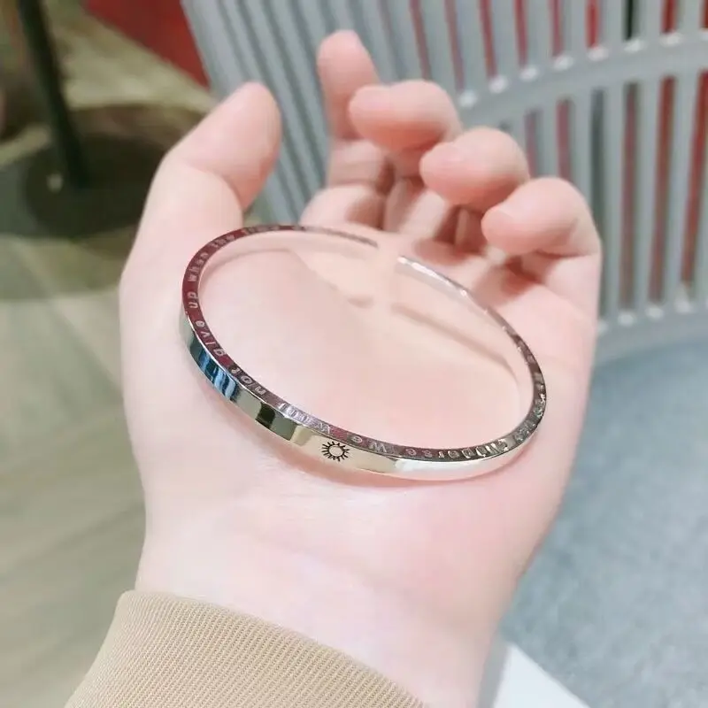 And Moon Unisex Silver S999 Lover, Wife, Best Friend, Valentine'S Day, English Bracelet