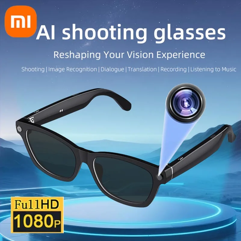 Xiaomi nuevas gafas inteligentes V03 cámara de vídeo de 500W píxeles traducción de voz AI con vídeo y foto gafas de sol con grabación Bluetooth