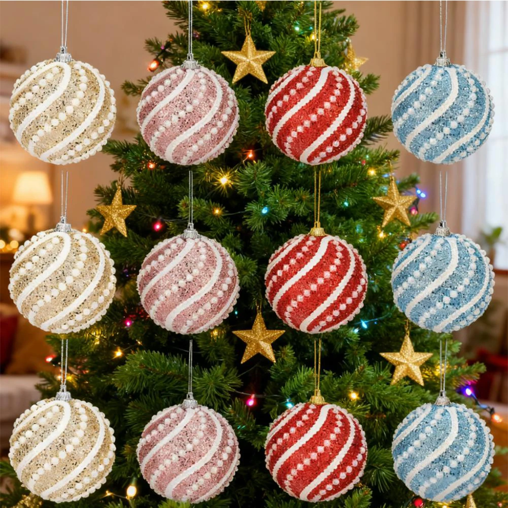 

12 шт. 3,15-дюймовые жемчужные рождественские шары, небьющийся пластиковый подвесной декор для рождественской елки, домашней вечеринки