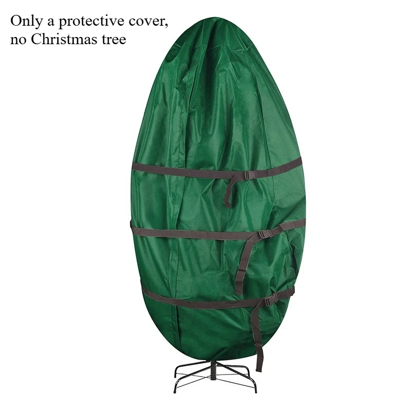 

Вертикальный пылезащитный чехол для рождественской елки на молнии, уличный защитный чехол 420D для растений, снега и ветра с фиксированной пряжкой