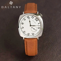 2024 New Baltany 1921 Men's Automatic Mechanical Vintage Homage Watch S4046 Seagull1701 Leathe Stainless Steel Waterproof Clock