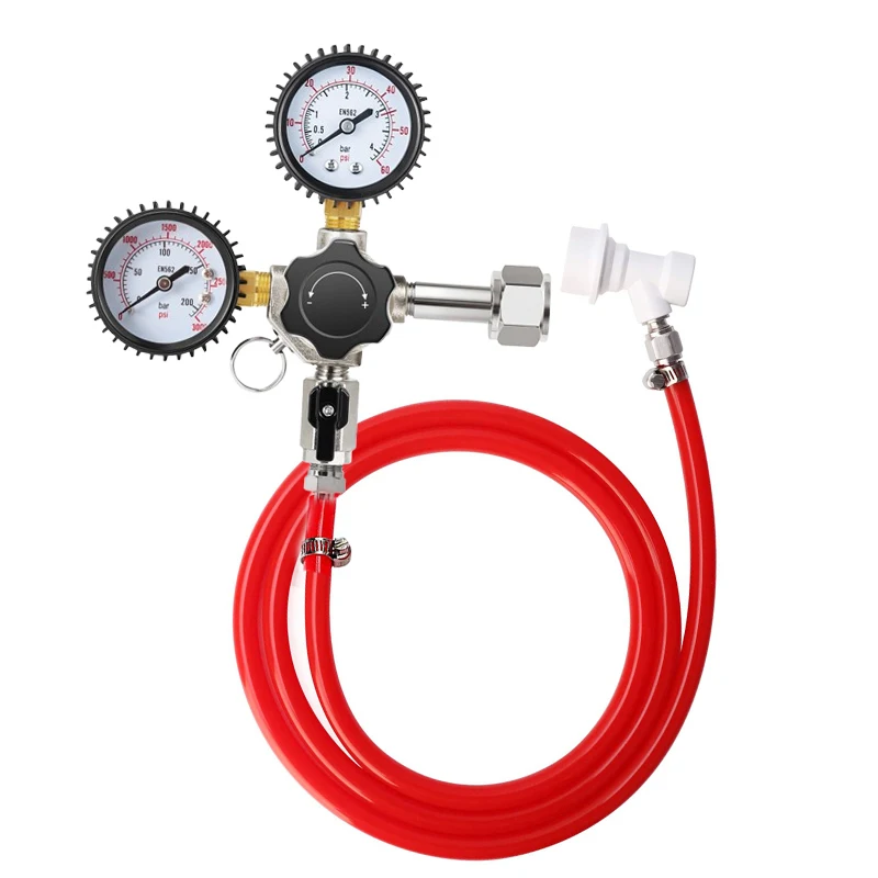 Regulador de CO2 CGA320 para Línea de Gas de Cerveza, Regulador de Presión de CO2 Premium con Desconexión Rápida Ball Lock, Regulador de Grifo para Barril de Cerveza Casera