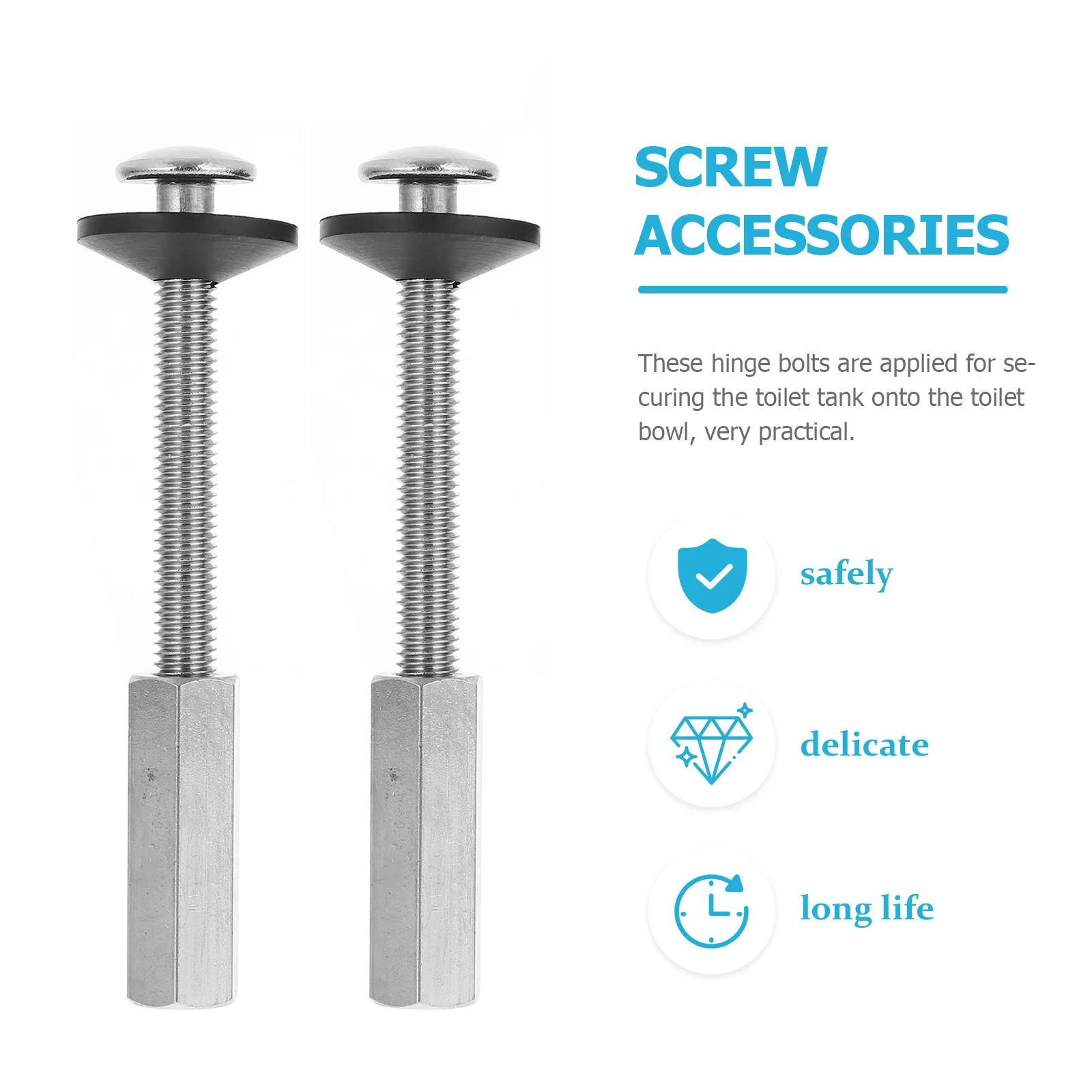 

4 шт. прочный комплект крепежных болтов для бачка унитаза из нержавеющей стали, сменные винты для сиденья унитаза, надежный ремонт