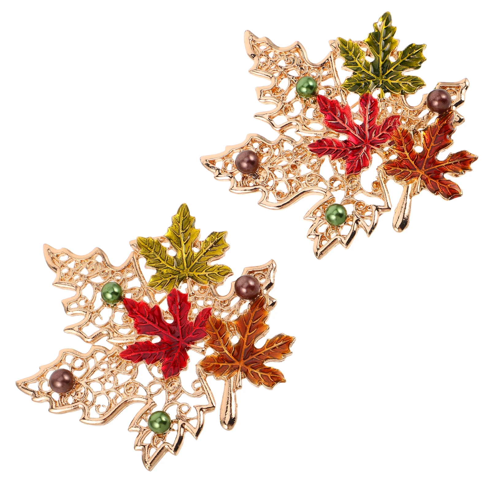 

2pcs Maple Brooches Elegant Pins for Women Sweater Shawl Clothing Jewelry Fall Maple Leaf Brooch Lapel Accessories