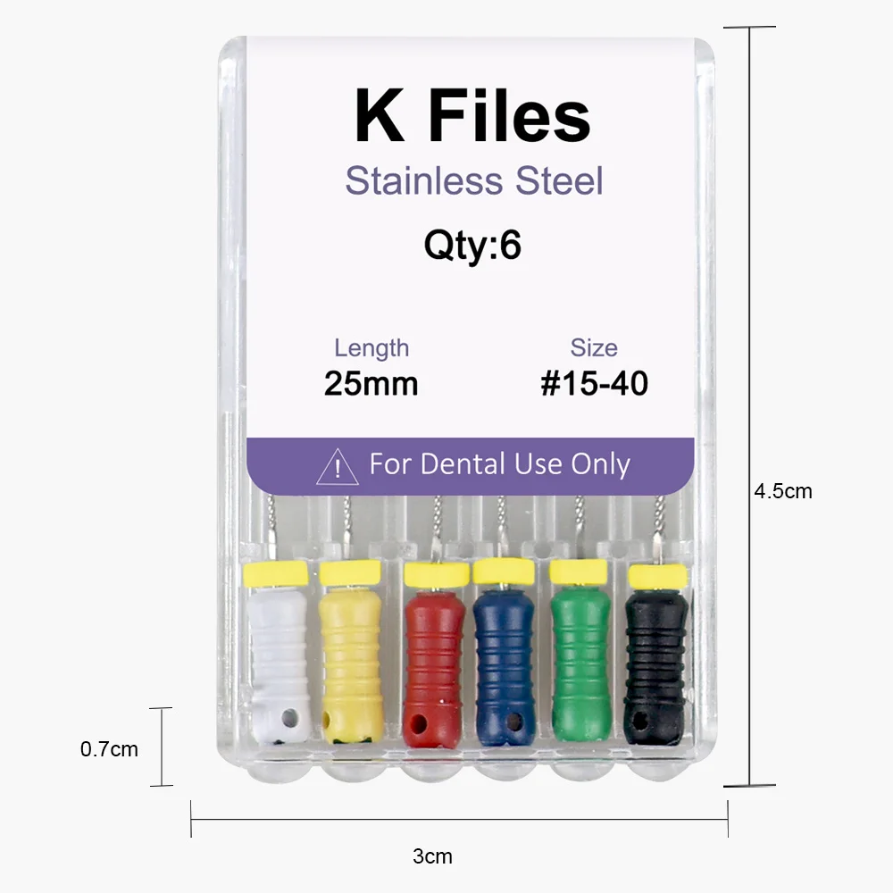 10 صناديق/حزمة الأسنان اليد استخدام K الملفات 21 سنتيمتر 25 مللي متر الفولاذ المقاوم للصدأ اللبية قناة الجذر ملف طب الأسنان أدوات علاج