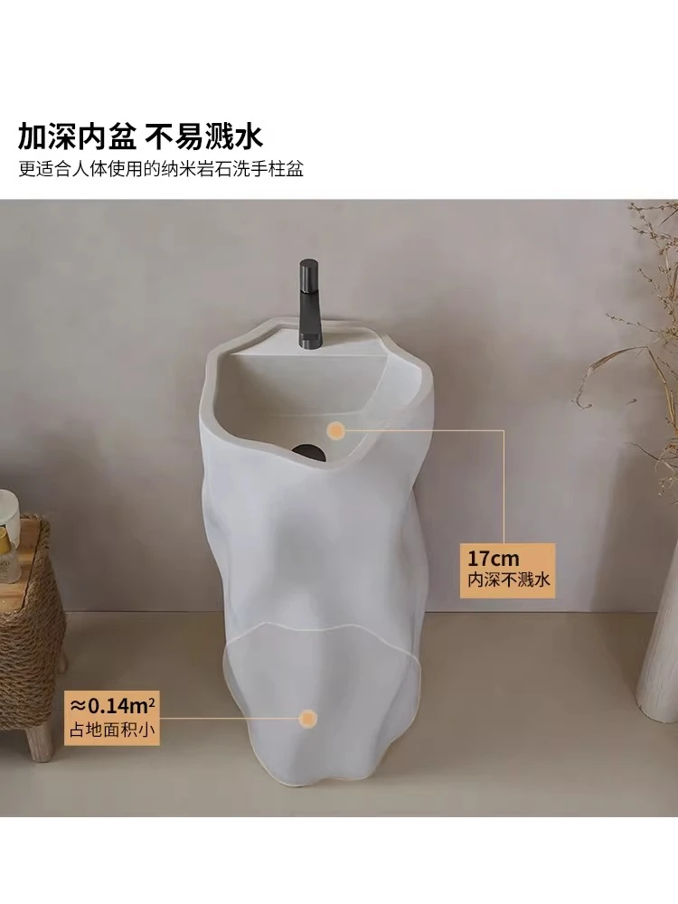 

Japanese wabi-sabi cream wind floor-to-ceiling integrated art wash basin creative face table