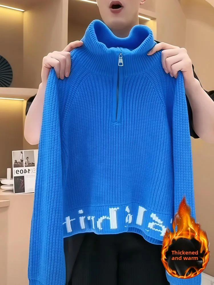 

Теплый вязаный свитер с длинным рукавом на молнии, воротник-стойка, женский, модный, в корейском стиле, зима 2026, вязаная кофта на молнии