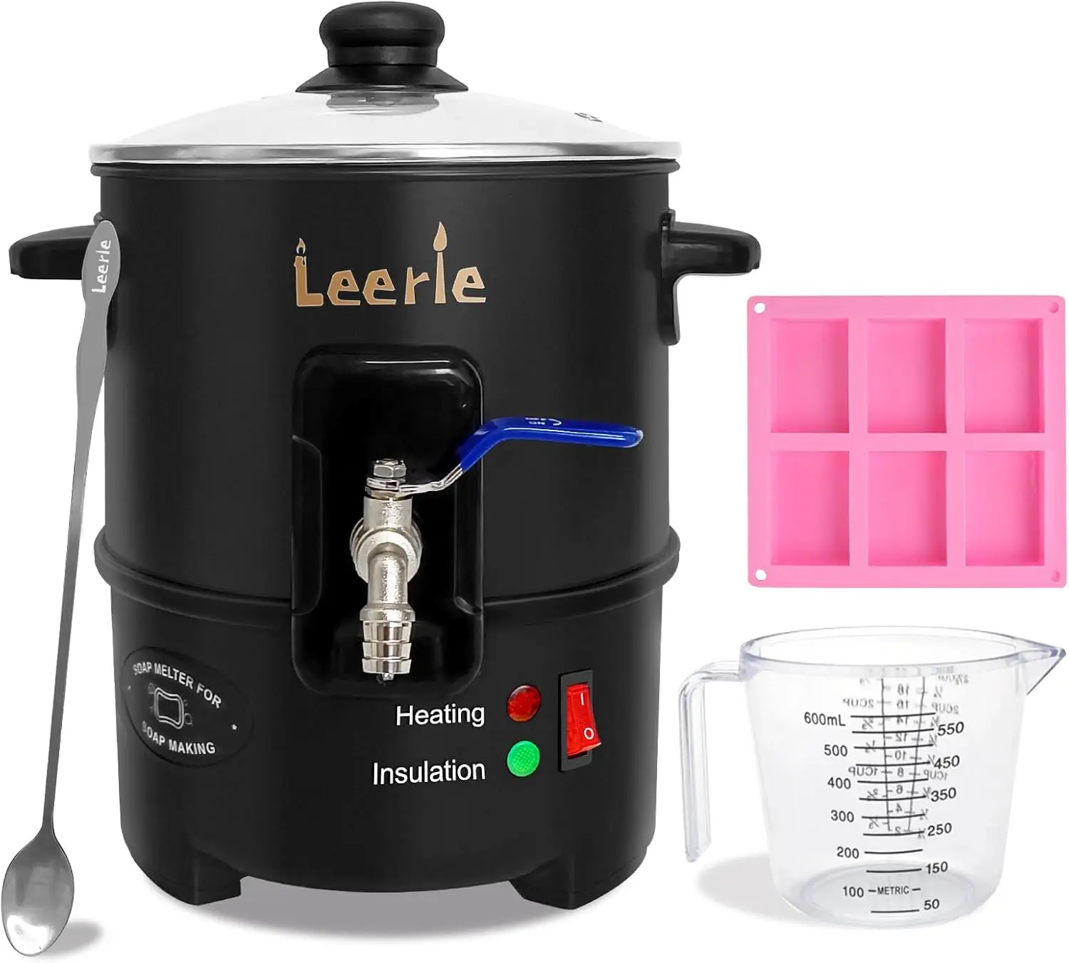

8Lbs Soap Melting Pot with One-Touch Start & Heated Faucet, Soap Making Kit with Mold & Spoon