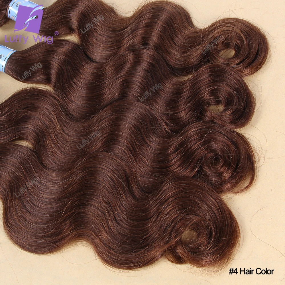 Cabelo Humano em Massa para Trança, Onda Do Corpo, Duplo Desenhado, 100% Burmese Remy Boho Box Tranças, Sem Extensões De Trama, Luffywig, Cor 30