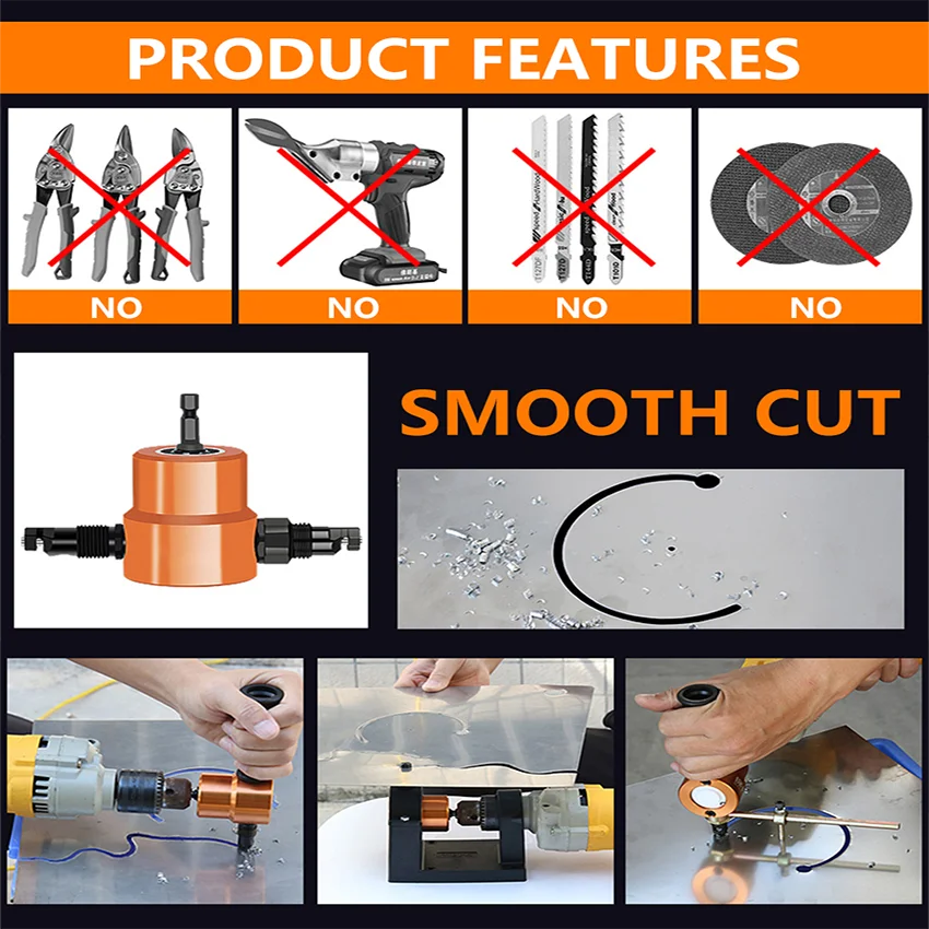 Double-Headed Sheet Metal Cutting Machine Saw Tool Electric Cutter Save Effort Nibbler Punching Shear For Iron Sheet W/Wrench