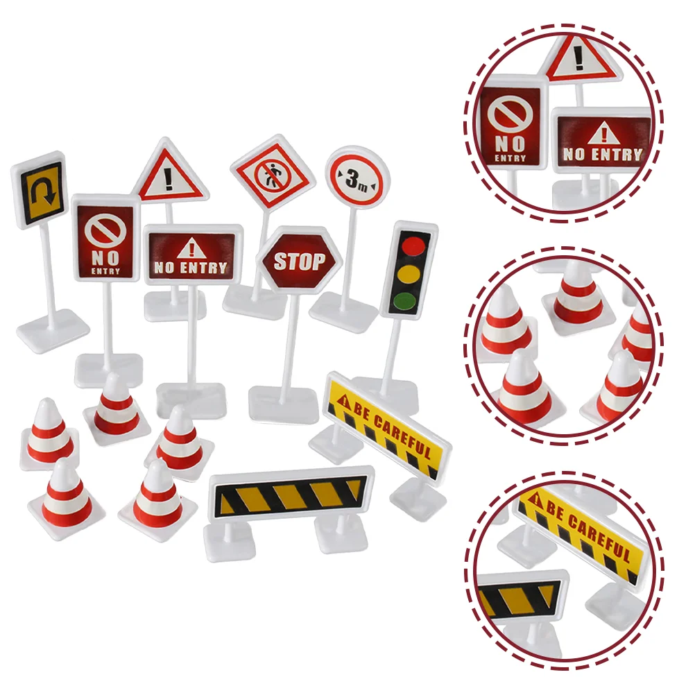 

10 Sets Kids Toy Roadblock Sign Mini Traffic Barrier Toys Cones Signs for Micro Scene