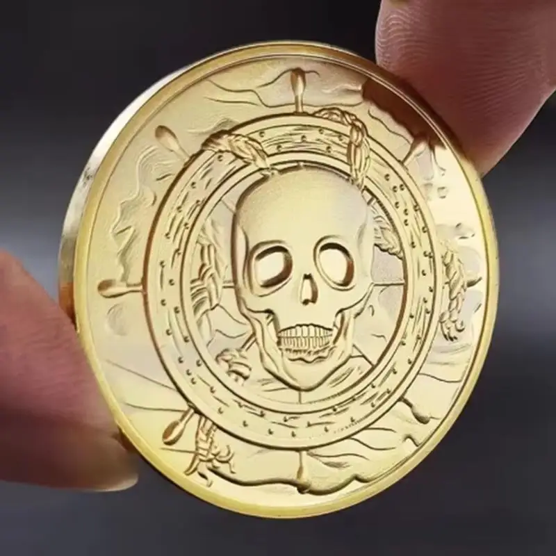 Pirate Skull Challenge Coin Finger Skill Fidget Toys für Angst ADHS Flipping Decision Making And Fun Gedenkgeschenke