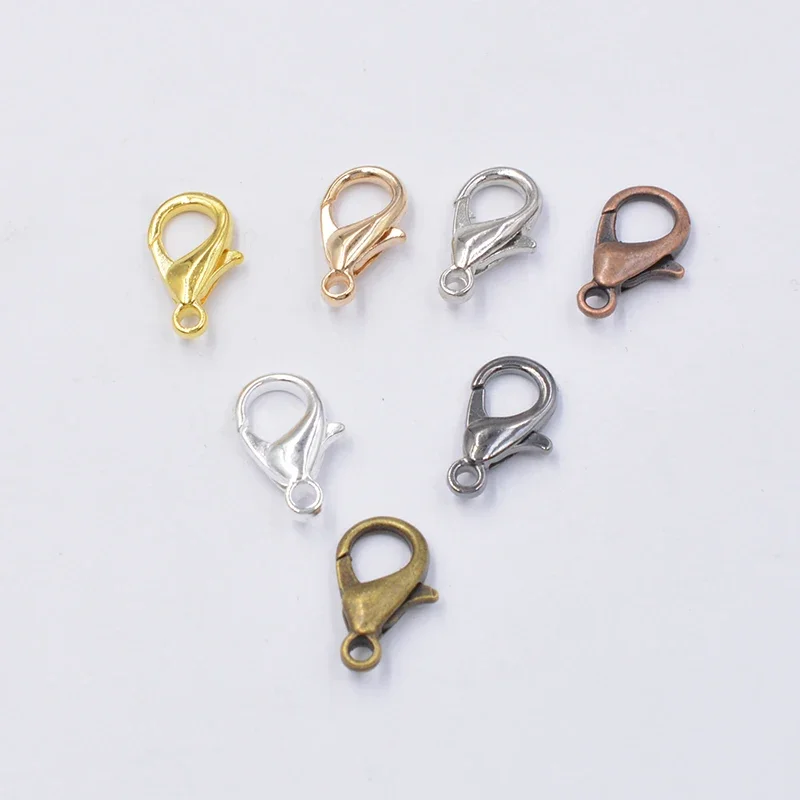 50pcs Mixed 7 Color 10/12/14/16mm Metal Lobster Clasp Hooks End Connectors For Jewelry Making Findings Necklace Bracelet DIY