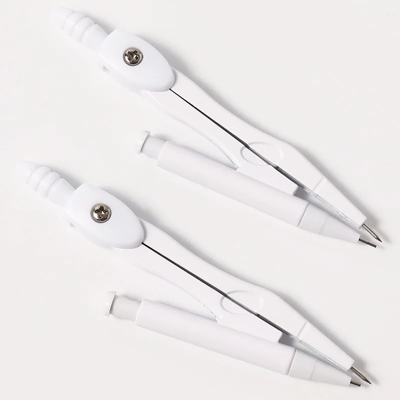 Lovely White Geometry Compass Kit Replacement Leads Included Precise Drafting Compasses for Primary Middle School Students