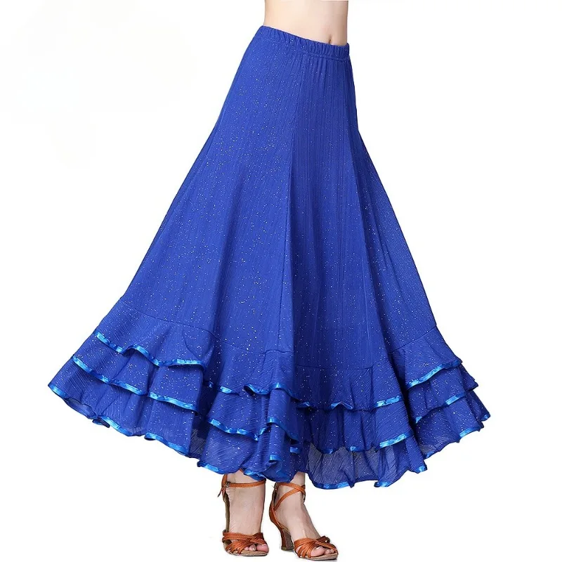 

Костюм для бальных танцев: юбка с пайетками для тренировок, длинная юбка для выступлений по социальным танцам